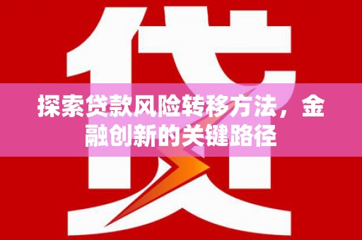 广汉探索贷款风险转移方法，金融创新的关键路径