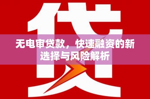 澄迈无电审贷款，快速融资的新选择与风险解析