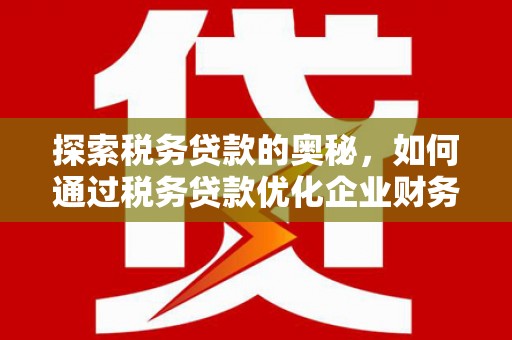 郑州探索税务贷款的奥秘，如何通过税务贷款优化企业财务
